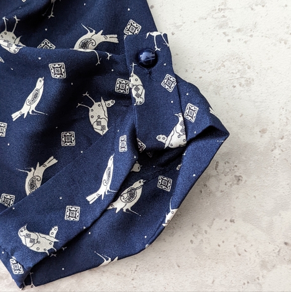 Lily Rose Navy Blue Dress with Bird Pattern - Picture 5 of 7